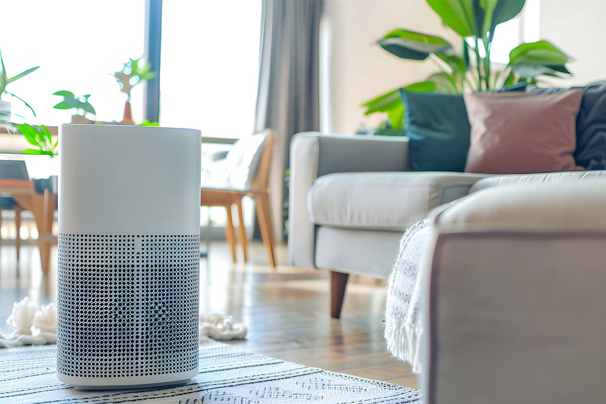 Air purifier in living room